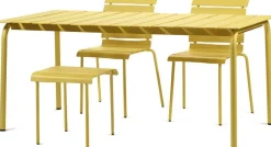 Table à manger d'extérieur rectangulaire en métal jaune 170x90x74cm - valerie_objects