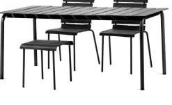 Table à manger d'extérieur rectangulaire en métal noir 170x90x74cm - valerie_objects