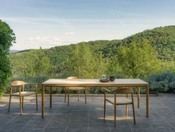 Table à manger d'extérieur rectangulaire en teck et céramique blanc 240x100cm Elko - Vincent Sheppard