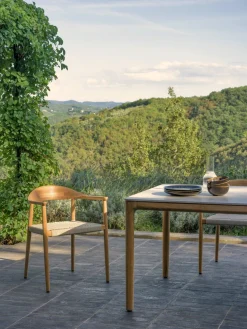 Table à manger d'extérieur rectangulaire en teck et céramique blanc 180x90cm Elko - Vincent Sheppard