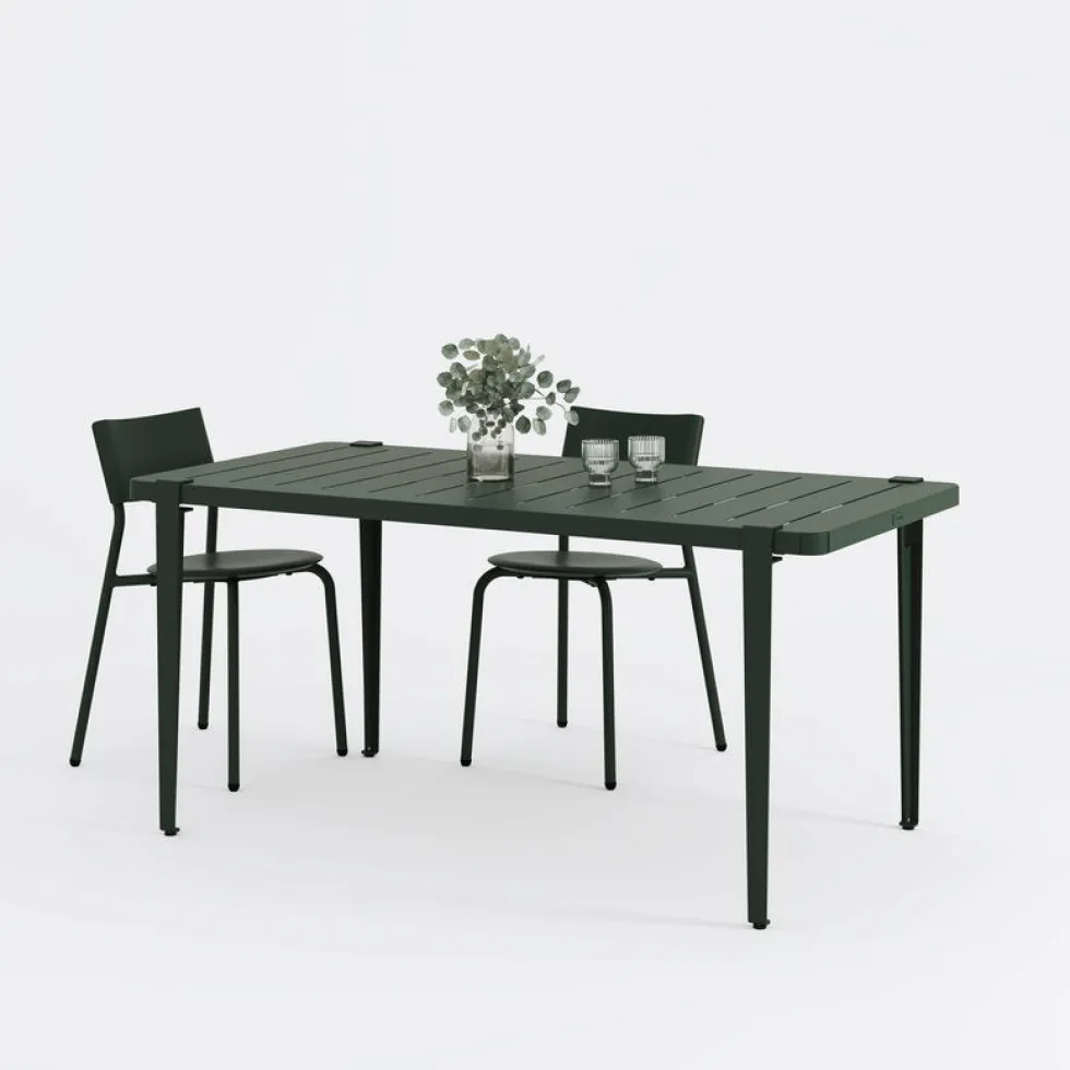 Table à manger en acier vert sapin 160 x 80 x 75 cm Midi - TIPTOE