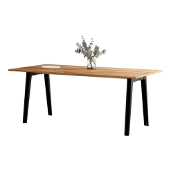 Table à manger en bois ancien et piètement en acier noir 190 x 95 x 75 cm New modern - TIPTOE