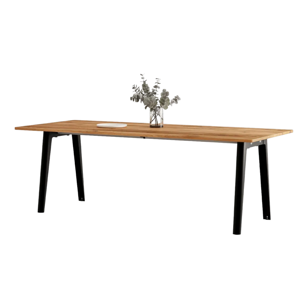 Table à manger en bois ancien et piètement en acier noir 220 x 95 x 75 cm New modern - TIPTOE