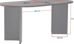 Table à manger en mélamine effet travertin 180x89,5x75cm Sablin - Home Design