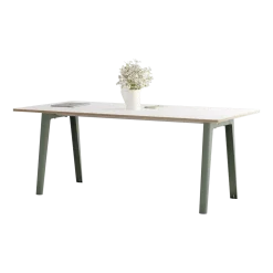 Table à manger en stratifié blanc 190 x 95 cm piètements gris eucalyptus New Modern - Tiptoe