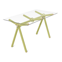 Table à manger en verre et structure en échafaudage anis 140cm Clavex - Maximum