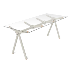 Table à manger en verre et structure en échafaudage perle 200cm Clavex - Maximum