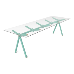Table à manger en verre et structure en échafaudage turquoise 250cm Clavex - Maximum