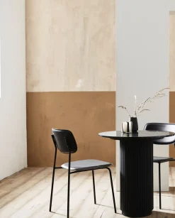 Table à manger haute ronde en bois de manguier et marbre noir 70x75cm Erie - Nordal