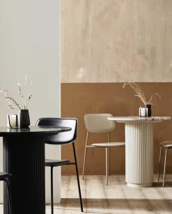 Table à manger haute ronde en bois de manguier et marbre noir 70x75cm Erie - Nordal