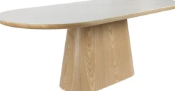 Table à manger ovale en bois de chêne naturel et pierre blanche 200x90cm Octave - The Cool Republic