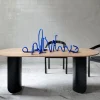 Table à manger ovale en chêne beige et acier noir 280x95x74cm Plateau - Fest Amsterdam