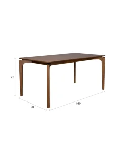 Table à manger rectangulaire en bois d'hévéa 160x90x75cm Savone - Dutchbone