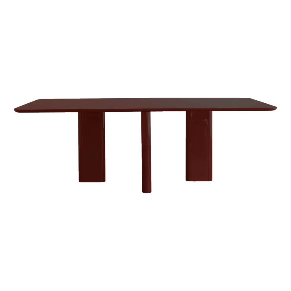 Table à manger rectangulaire en frêne et laqué bordeaux 180x100cm Joe - Gabrielle paris