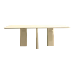 Table à manger rectangulaire en frêne et laqué crème 180x100cm Joe - Gabrielle paris