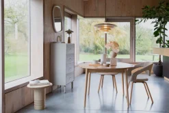 Table à manger ronde avec rallonge en chêne naturel 120/160cm Twist - Zuiver