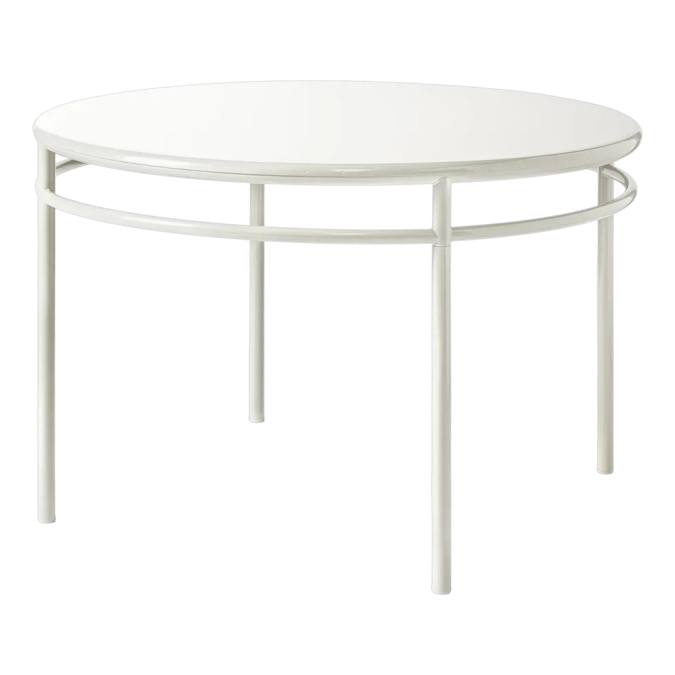 Table à manger ronde en acier blanc pur 120cm T37 - Tolix