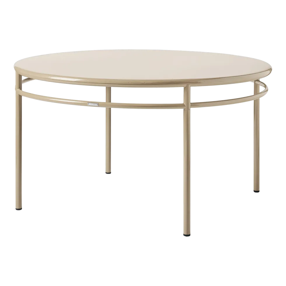 Table à manger ronde en acier gris beige 140cm T37 - Tolix