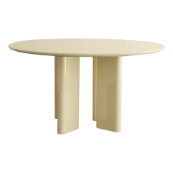 Table à manger ronde en bois laqué crème 130x73cm Joe - Gabrielle paris