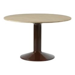 Table à manger ronde en chêne massif huilé et piètement rouge 120 cm Midst - Muuto