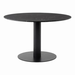 Table à manger ronde en marbre noire et base en acier noire 120 cm - &Tradition