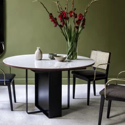 Table à manger ronde en marbre statuario 130 cm Felice - RED Edition
