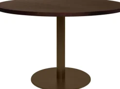 Table à manger ronde en placage chêne et acier bronze foncé 120cm Elliot - Versmissen