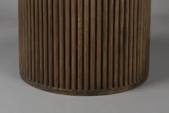 Table à manger ronde en travertin et chêne finition noyer 115cm Arda - Dutchbone