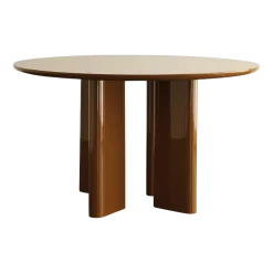 Table à manger ronde Joe en bois laqué caramel 130x73cm Joe - Gabrielle paris