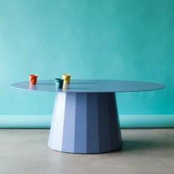 Table ovale en acier mat denim 200 cm Ankara - Matière Grise