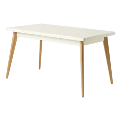 Table rectangulaire en acier blanc perlé et pieds bois 140x80cm 55 - Tolix