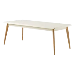 Table rectangulaire en acier blanc perlé et pieds bois 200x95cm 55 - Tolix