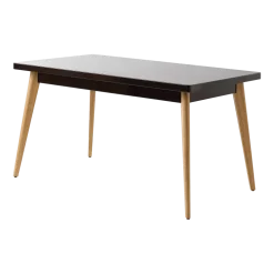 Table rectangulaire en acier brun noir et pieds bois 140x80cm 55 - Tolix