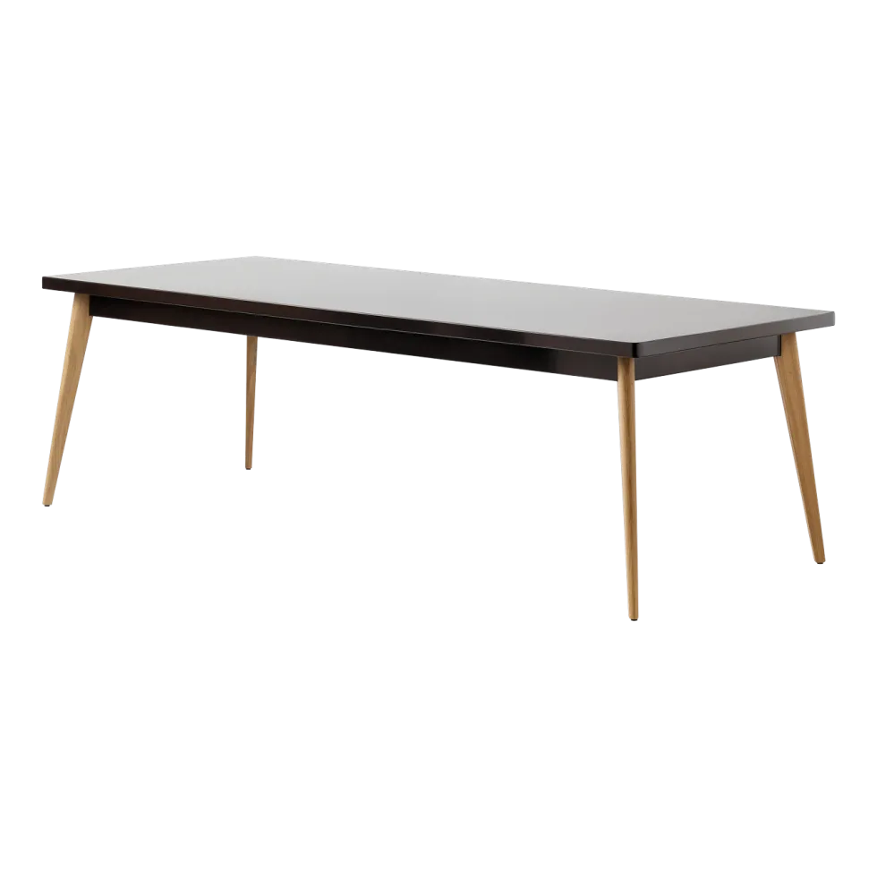 Table rectangulaire en acier brun noir et pieds bois 240x100cm 55 - Tolix