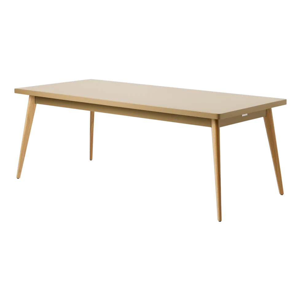 Table rectangulaire en acier brun vert et pieds bois 200x95cm 55 - Tolix