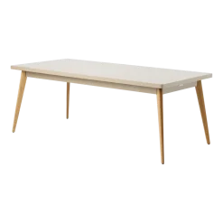 Table rectangulaire en acier gris beige et pieds bois 200x95cm 55 - Tolix