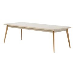 Table rectangulaire en acier gris beige et pieds bois 240x100cm 55 - Tolix
