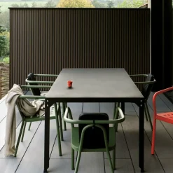 Table rectangulaire en acier mat blanche 100 cm Hegoa - Matière Grise