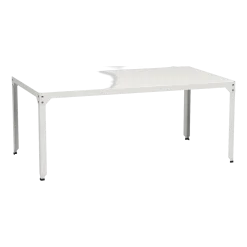 Table rectangulaire en acier mat blanche 100 cm Hegoa - Matière Grise