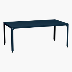 Table rectangulaire en acier mat denim 100 cm Hegoa - Matière Grise