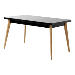 Table rectangulaire en acier noir foncé et pieds bois 140x80cm 55 - Tolix