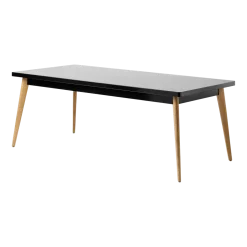 Table rectangulaire en acier noir foncé et pieds bois 200x95cm 55 - Tolix