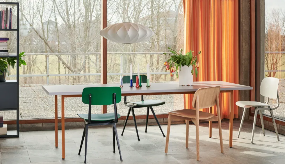 Table rectangulaire en acier thermolaqué ocre et gris 200x90cm Two-colour - Hay