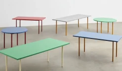 Table rectangulaire en acier thermolaqué ocre et vert 160x82cm Two-colour - Hay