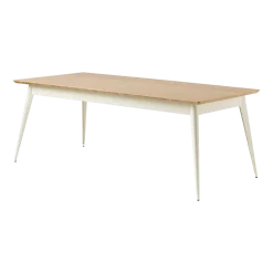 Table rectangulaire en chêne et acier blanc perlé 200x95cm 55 - Tolix