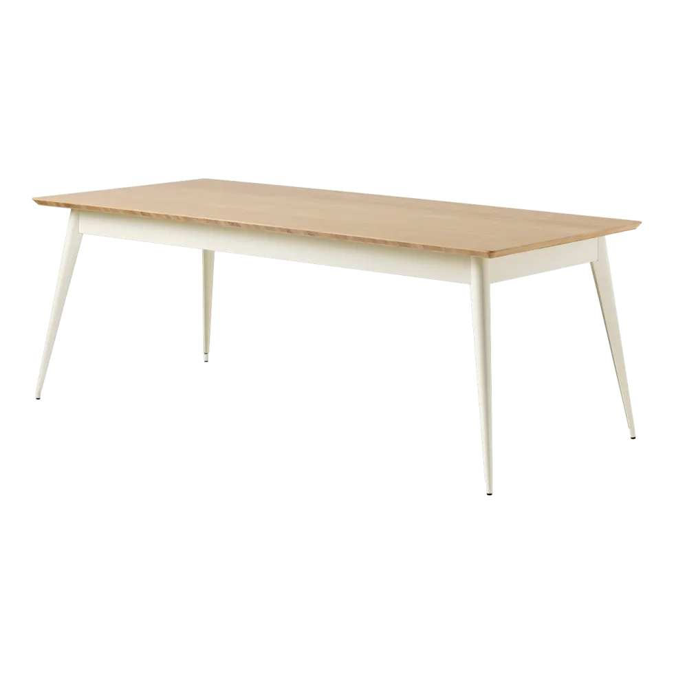 Table rectangulaire en chêne et acier blanc perlé 200x95cm 55 - Tolix