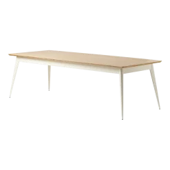 Table rectangulaire en chêne et acier blanc perlé 240x100cm 55 - Tolix