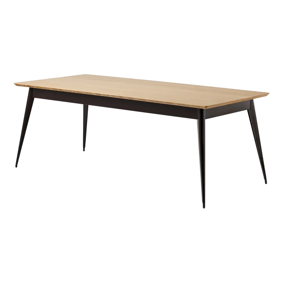 Table rectangulaire en chêne et acier brun noir 200x95cm 55 - Tolix