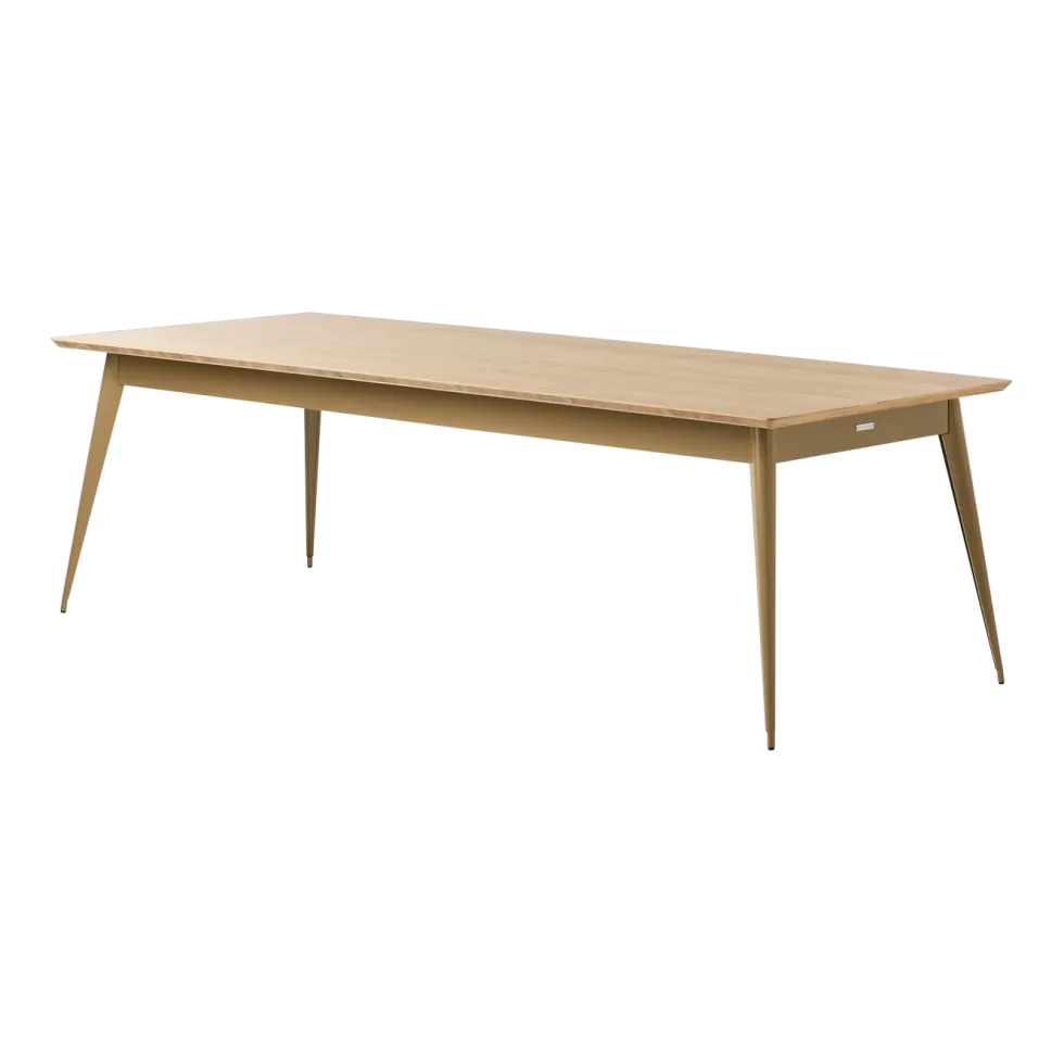Table rectangulaire en chêne et acier brun vert 240x100cm 55 - Tolix
