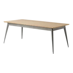 Table rectangulaire en chêne et acier brut vernis 200x95cm 55 - Tolix
